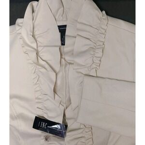 I•N•C Womens XL Ruffle Front Blazer Cream Open Front Career Jacket NWT $99